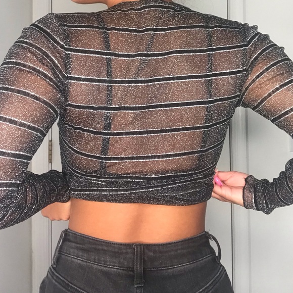 Sparkly glitter mesh sheer top - Picture 7 of 7